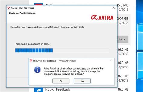 disinstallare avira windows 10.